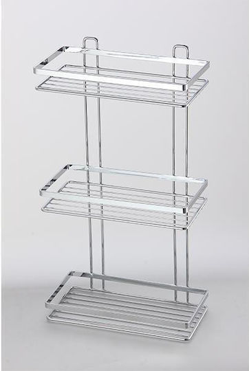 Cyclops Montat pe perete Raft Baie Metal cu 3 Rafturi 25x12x46cm Argintie Cyclops Montat pe perete Raft Baie Metal cu 3 Rafturi 25x12x46cm Argintie