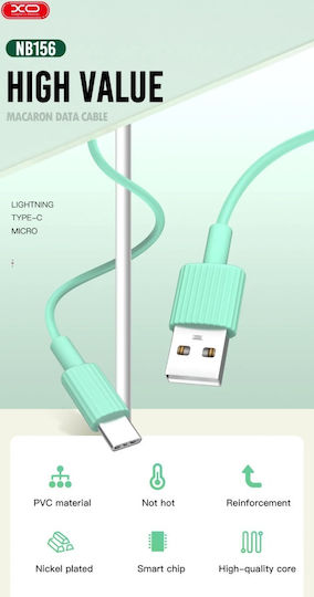 XO NB156 Regular USB 2.0 to micro USB Cable Λευκό 1m (16.005.0053)