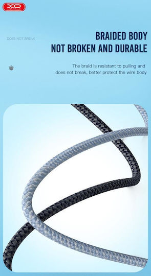 XO NB-R211B Braided USB 2.0 Cable USB-C male - 3.5mm Μαύρο 1m 16.005.0196