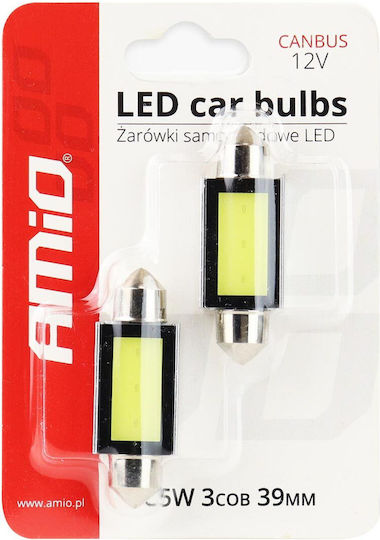 AMiO Lampen Auto C5W Canbus LED 5600K Kaltes Weiß 12V 2.4W 2Stück