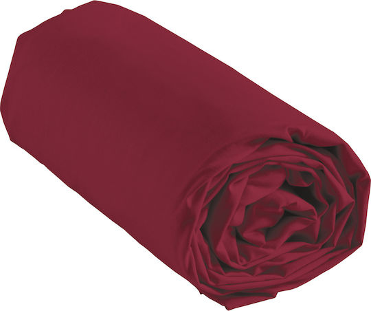 Douceur d'Intérieur Sheet Super-Double with Elastic 160x200cm. Lina Burgundy