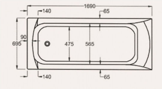 Sanitec Rosa Acrylic Bathtub 170x70cm