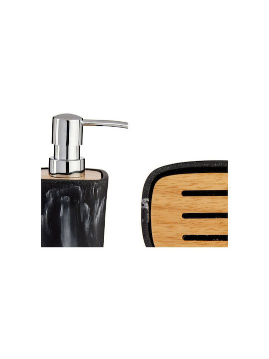Bathroom Accessory Set Plastic Black 3 Pieces