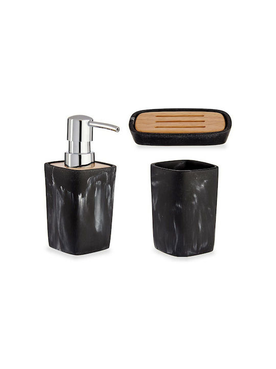 Plastic Bathroom Accessory Set Black 3pcs