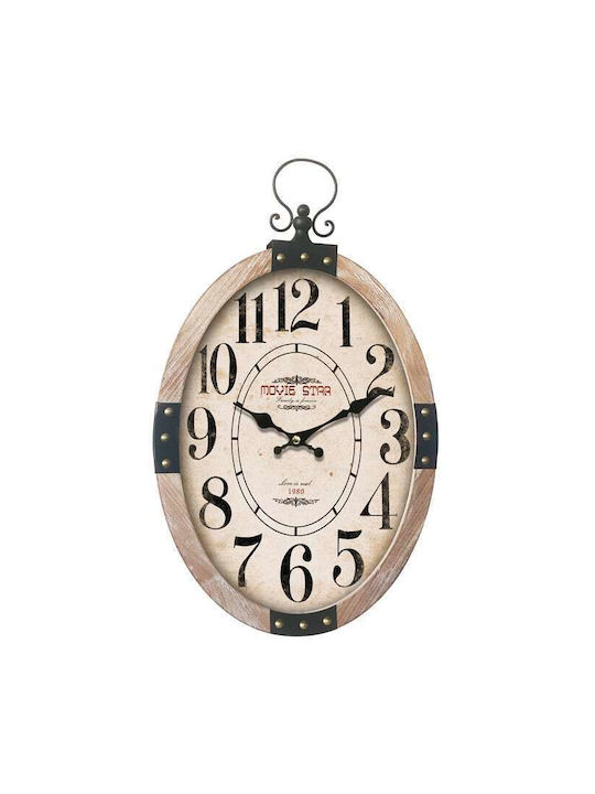 ArteLibre Antique Wall Clock Wooden Beige 43.5x71.5cm