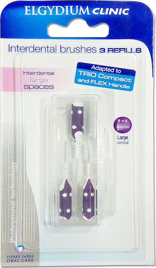 Elgydium Trio Refill Interdental Brush Refills 0.8mm Purple 3pcs