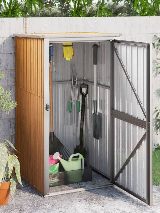 Metallic Galvanized Garden Warehouse with Single-Leaf Door Καφέ L0.88xW0.89xH1.61cm