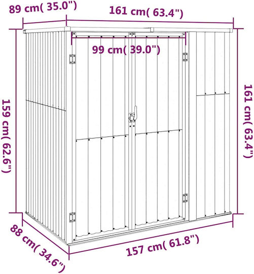 Metallic Garden Shed Galvanized Green M1.61xW0.89xH1.61m
