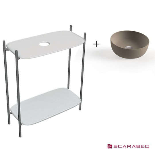 Scarabeo Diva 75 Blat cu Lavoar L74xW43xH77.5cm Fără o gaură Perla/Sabia