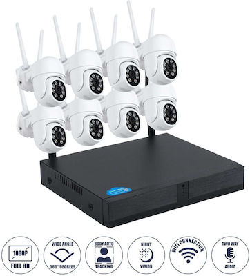 GloboStar Sistem Integrat CCTV Wi-Fi cu 8 Camere Wireless 1080p