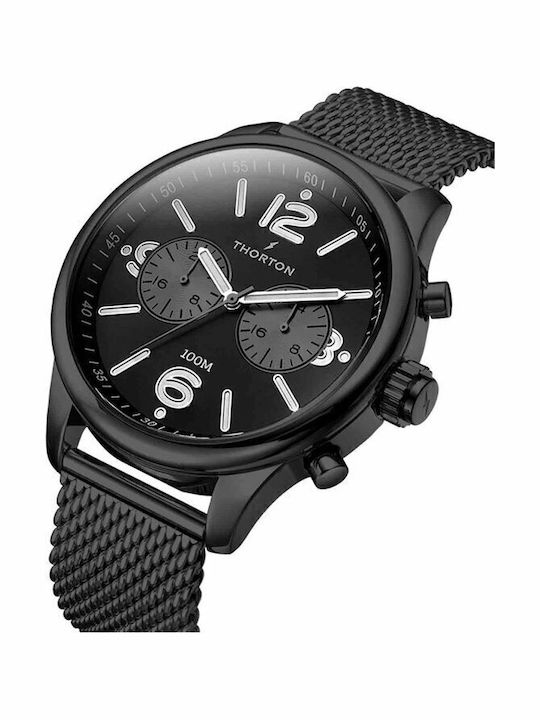 Thorton Ragnar II Men's Watch 46mm Chronograph Battery with Black Metal Bracelet