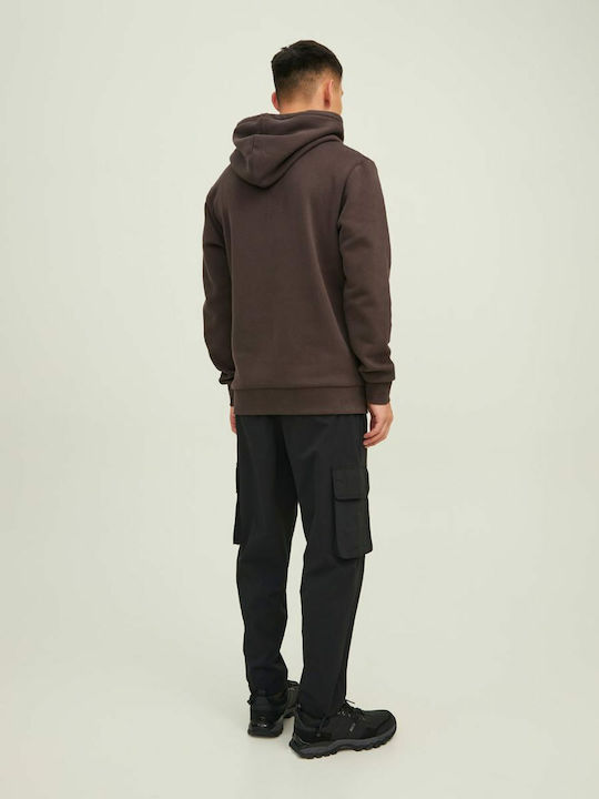 Jack & Jones Men's Sweatshirt with Hood and Pockets Brown