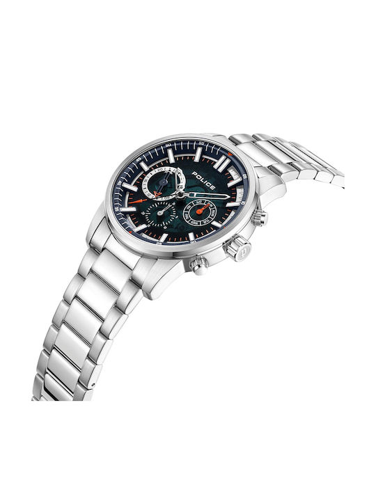 Police Greenlane Herrenuhr 46mm Chronograph Batterie mit Silber Metallarmband