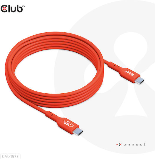 Club3D USB 2.0 Cable USB-C male - USB-C 240W PD Πορτοκαλί 2m CAC-1573