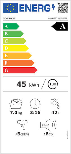 Gorenje WNHEI74SAS Πλυντήριο Ρούχων 7kg με Τεχνολογία Ατμού 1400 Στροφών 20010150