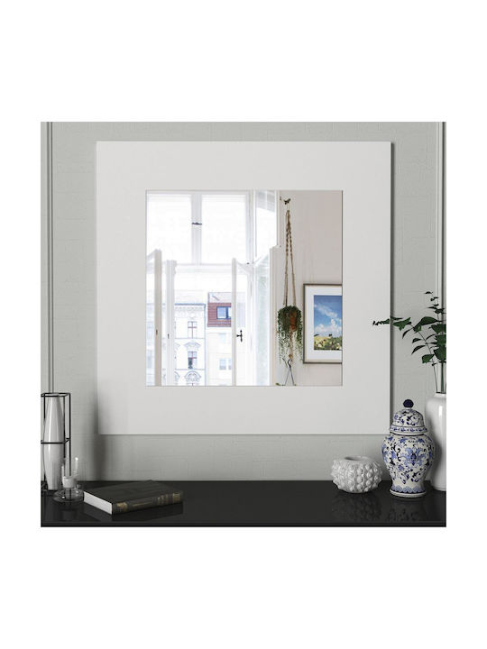 ArteLibre Aaina Wall Mirror with White Plastic Frame 90x90cm 1pcs