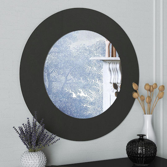 ArteLibre Aasi Wandspiegel mit Gray Kunststoff Rahmen Durchmesser 90cm 1Stück