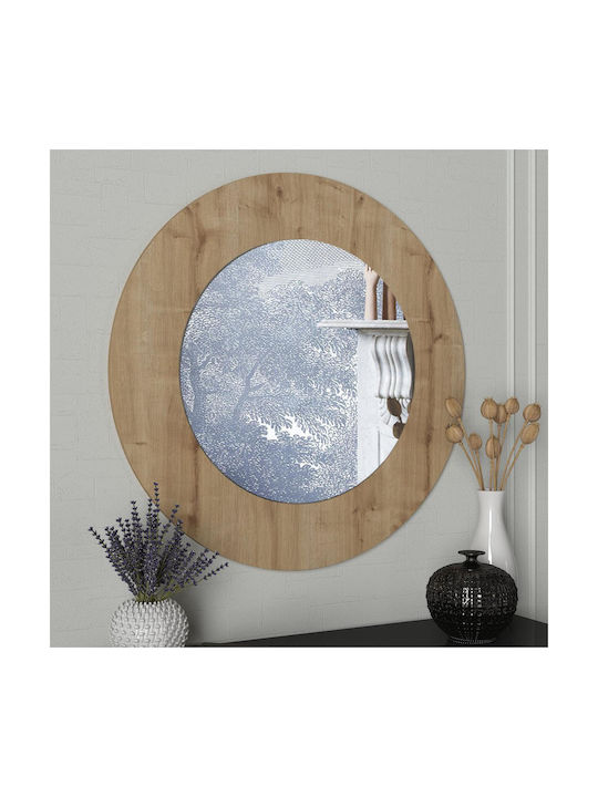 ArteLibre Aasi Wall Mirror with Beige Plastic Frame Diameter 90cm 1pcs