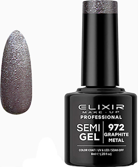 Elixir Semi Gel Ημιμόνιμο Βερνίκι Νυχιών 972 Graphite Metal 8ml