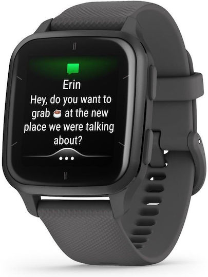Garmin Venu Sq 2 Aluminium 40mm Waterproof Smartwatch with Heart Rate Monitor (Slate Aluminium Bezel with Shadow Grey Case and Silicone Band)