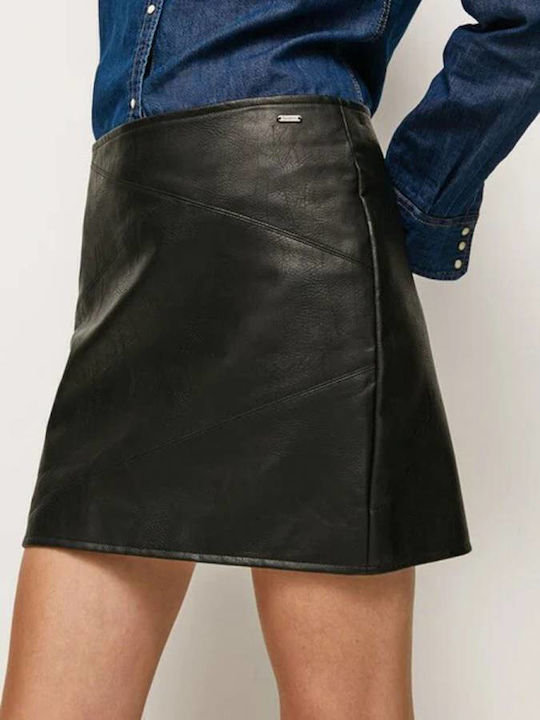 Luna Leder Mini Rock Schwarz
