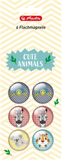Herlitz Cute Animals Στρογγυλά Σετ Μαγνητάκια Μεταλλικά 3εκ. 4τμχ