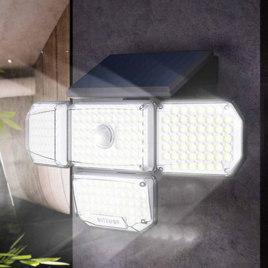 BlitzWolf Rezistent la apă Solar Proiector LED 1.265W Alb Rece 6500K cu Senzor de Mișcare și Fotocelulă IP65