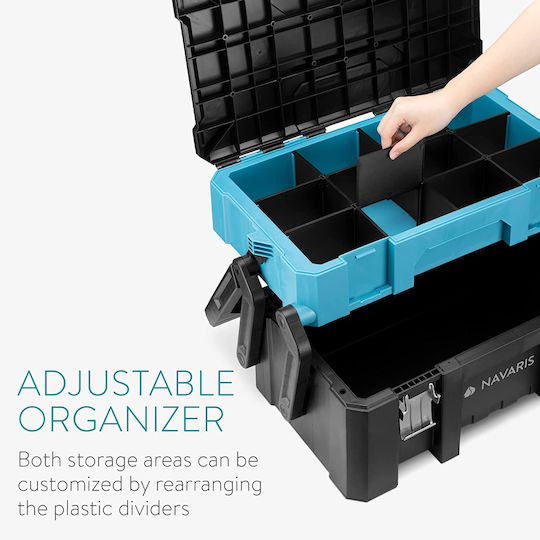 Navaris Cantilever Tool Storage Plastic Box W57.5xD31xH29cm 55222.01
