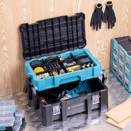 Navaris Cantilever Tool Storage Plastic Box W57.5xD31xH29cm 55222.01