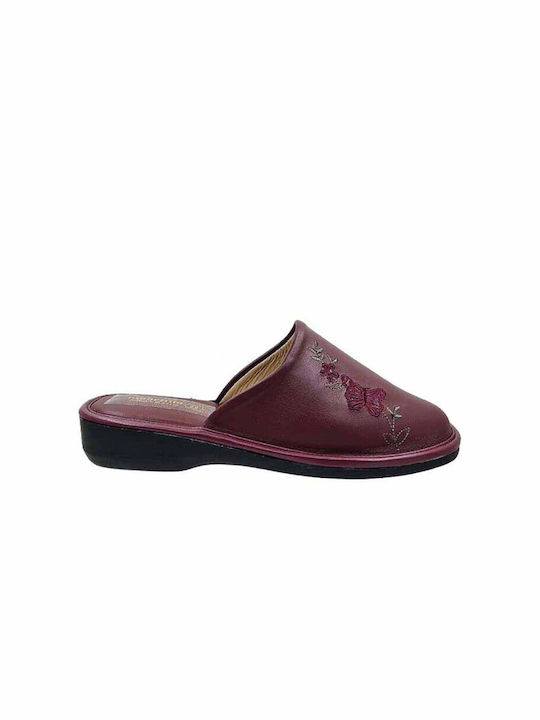 Women's Leather Anatomical Slippers 34 - Bordeaux