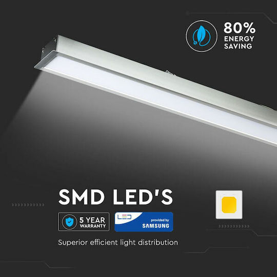 V-TAC Commercial Linear Recessed LED Ceiling Light 40W Natural White IP20 120cm