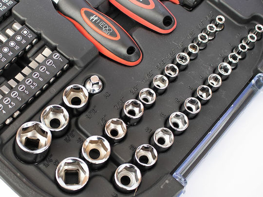 HedoTools Ratchet and Socket Set 64 Pieces
