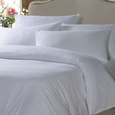 Le Blanc Summer Duvet Dobby Stripe Bettdecke Hotel Größe Queen L240xW220cm. Weiß