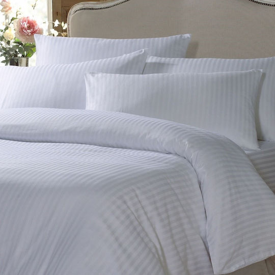 Le Blanc Summer Duvet Dobby Stripe Hotel Blanket W160xL240cm White