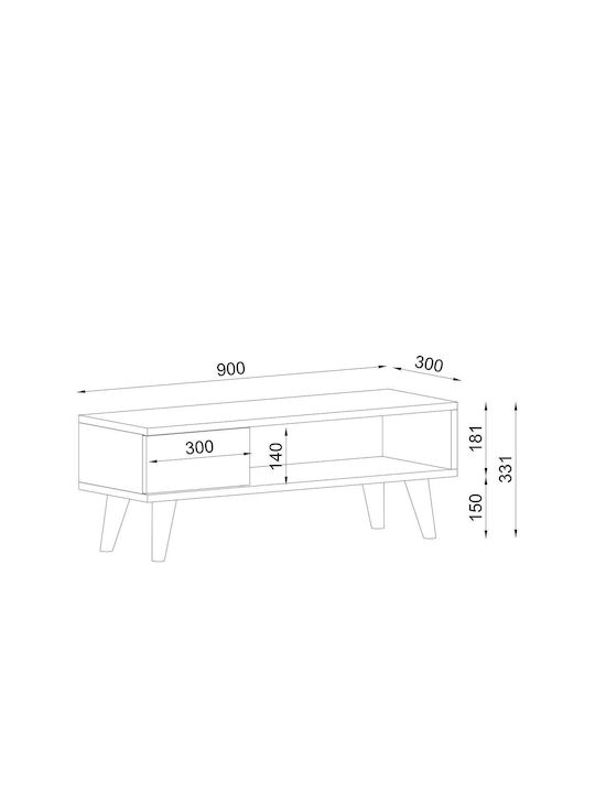 TV-Ständer Telendos Braune M90xP30xH33cm