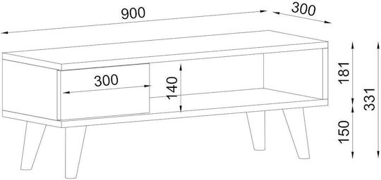 TV Stand Telendos Brown L90xD30xH33cm