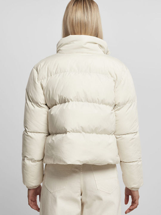 Urban Classics Women's Short Puffer Jacket for Winter White Sand