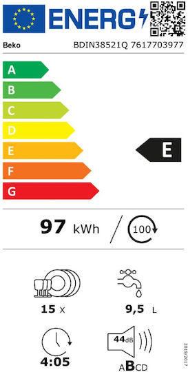 Beko Напълно вградена съдомиялна машина за 15 комплекта Ш59.8xВ81.8см.