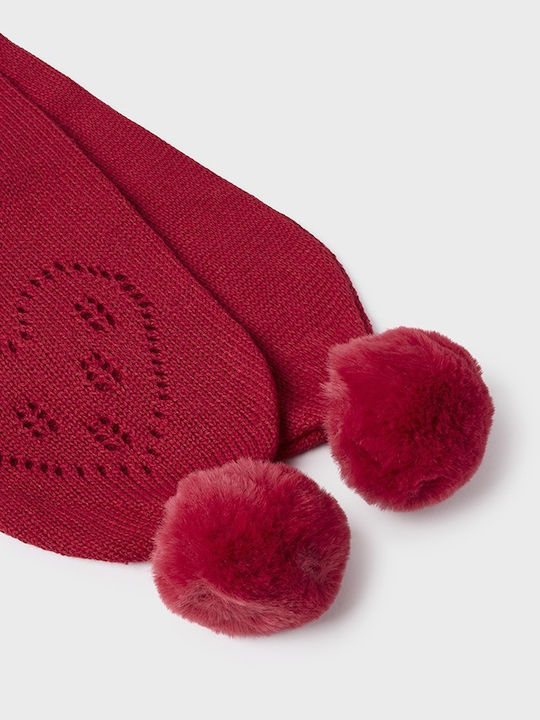 Kinder Mütze Set mit Handschuhe Gestrickt Burgundisch