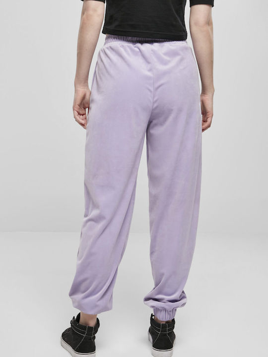 Urban Classics Pantaloni de trening pentru femei cu cauciuc Lavender Catifea