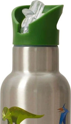 Crocodile Creek Kids Stainless Steel Water Bottle with Straw Multicolour 400ml