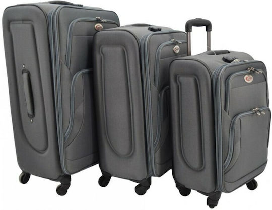 Ankor Large Travel Suitcase Fabric Gray with 4 Wheels Height 70cm.