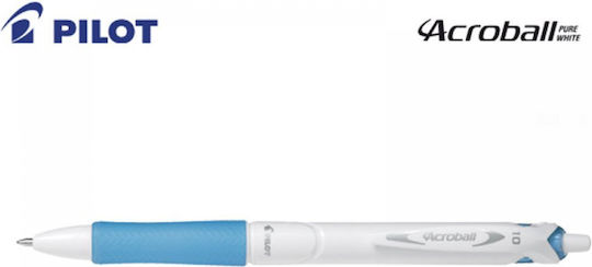 Pilot Acroball Pure White Pen Ballpoint 1mm Light Blue with Light Blue Ink