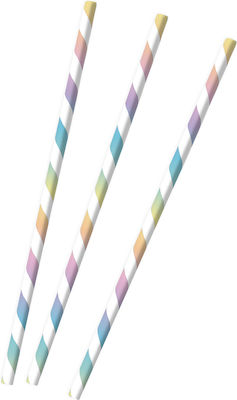 Amscan Straw Paper Colorful Pastel Rainbow M 12pcs