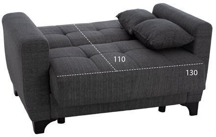 Hema Двуместен Диван Спалня Текстил Сив 190x84x88см.