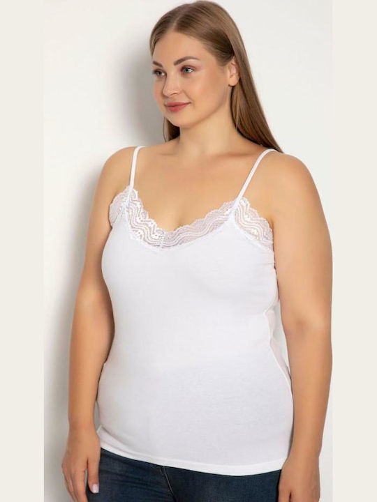 SI Cu Bretele Bumbac Alb Tricou pentru femei
