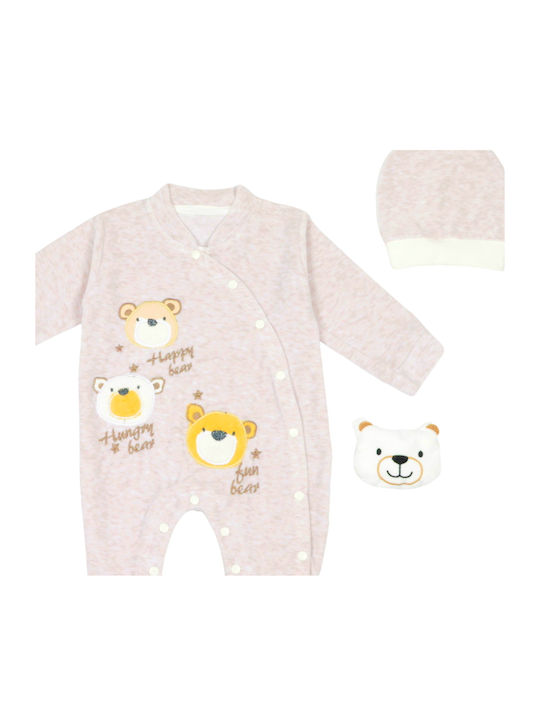 Evita Baby Bodysuit Set Long-Sleeved with Accessories Beige 3pcs