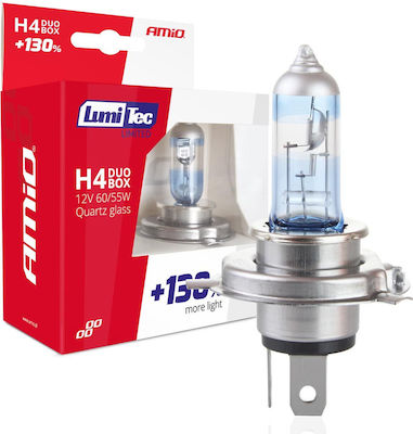 AMiO Λάμπες Αυτοκινήτου Lumitec Limited H4 / P43T Αλογόνου 12V 55W 2τμχ