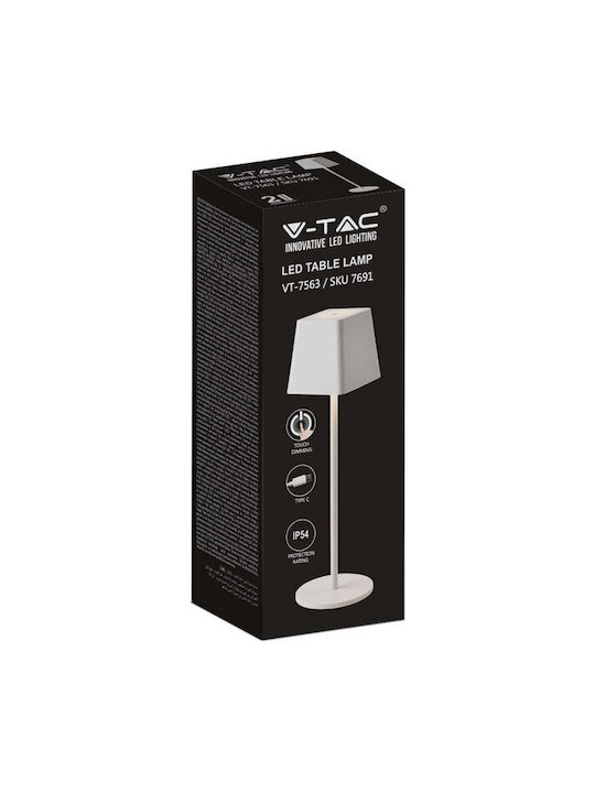 V-TAC Επιτραπέζιo Φωτιστικό LED Εξωτερικού Χώρου 2W με Θερμό Λευκό Φως IP54 Λευκό