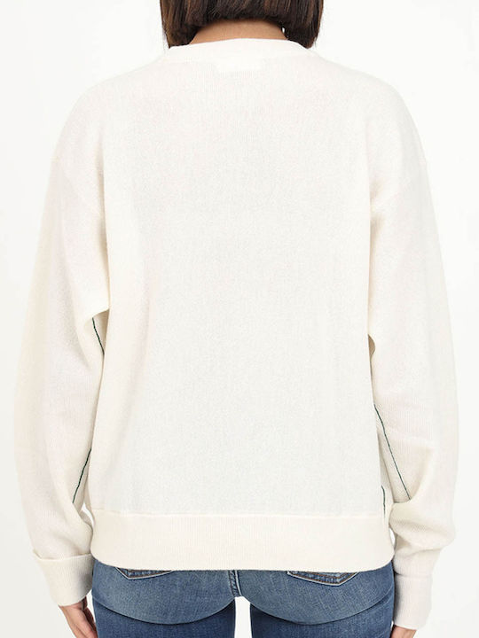 Lacoste Women's Long Sleeve Sweater Woolen White